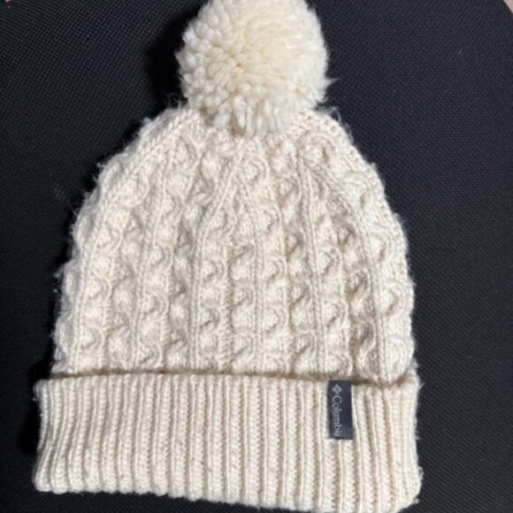 Ivory Columbia Beanie with Pom - Picture 1 of 6